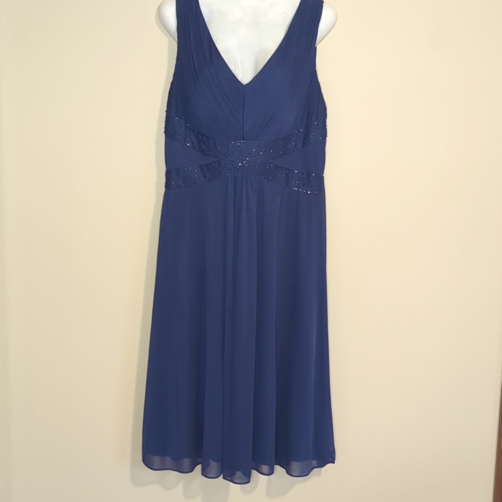 Formal Navy Blue Midi Dress